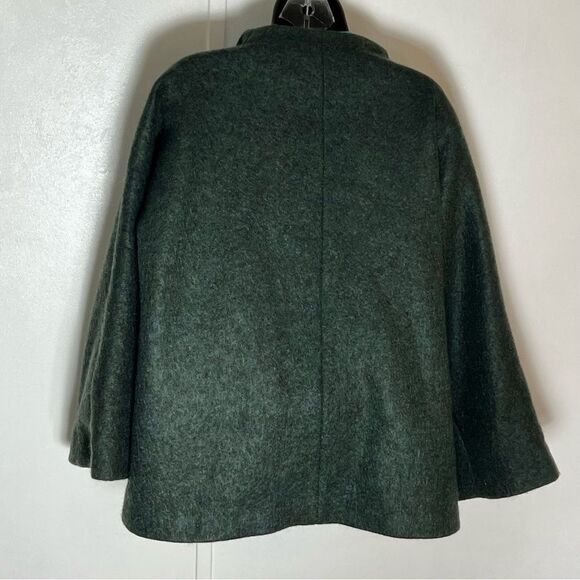 Han Feng Gray Wool Mohair Bell Sleeve Minimalist Lagenlook Jacket Teal Silk XL - Picture 11 of 16
